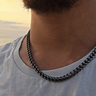 שרשרת לגבר אל חלד בצבע כסף מושחר
